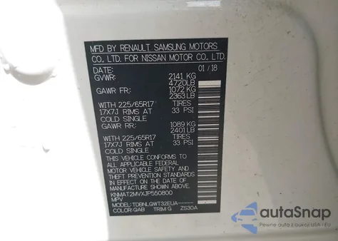 2018 Nissan Rogue Sv из США, поврежденный, VIN KNMAT2MVXJP550800